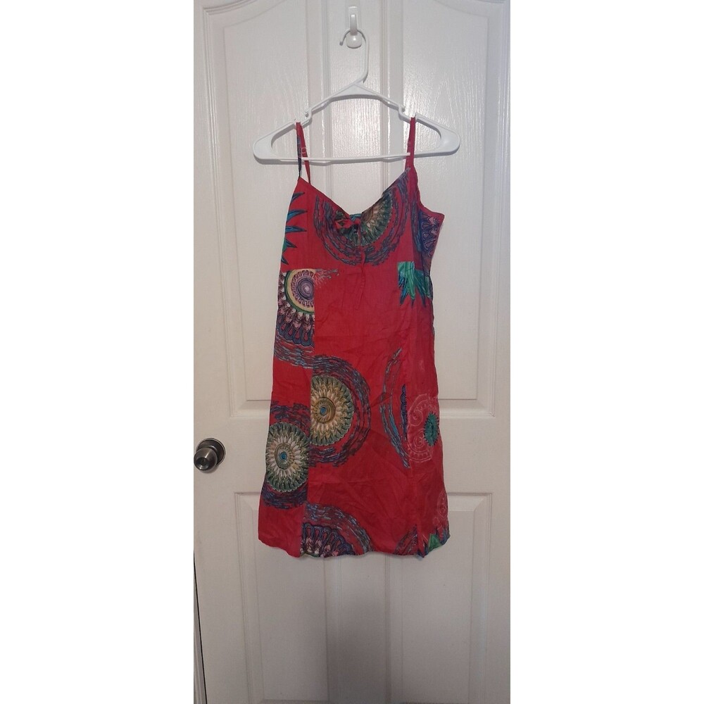 Junglee Billee Nwt Red Design Sundress Midi Size Medium.b64